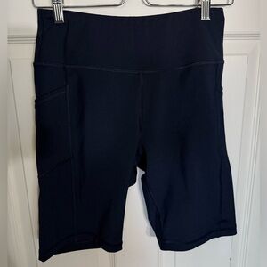 Blue High-Waisted Bike Shorts Moisture-Wicking